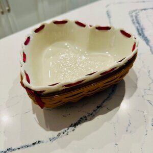 Longaberger 2005 Sweetest Heart Tender Basket Combo With Ivory Woven Traditions